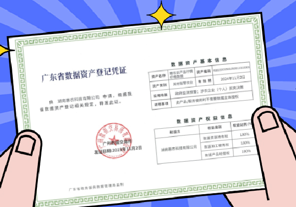 行業(yè)首張！惠農(nóng)網(wǎng)獲頒廣數(shù)所《數(shù)據(jù)資產(chǎn)登記憑證》